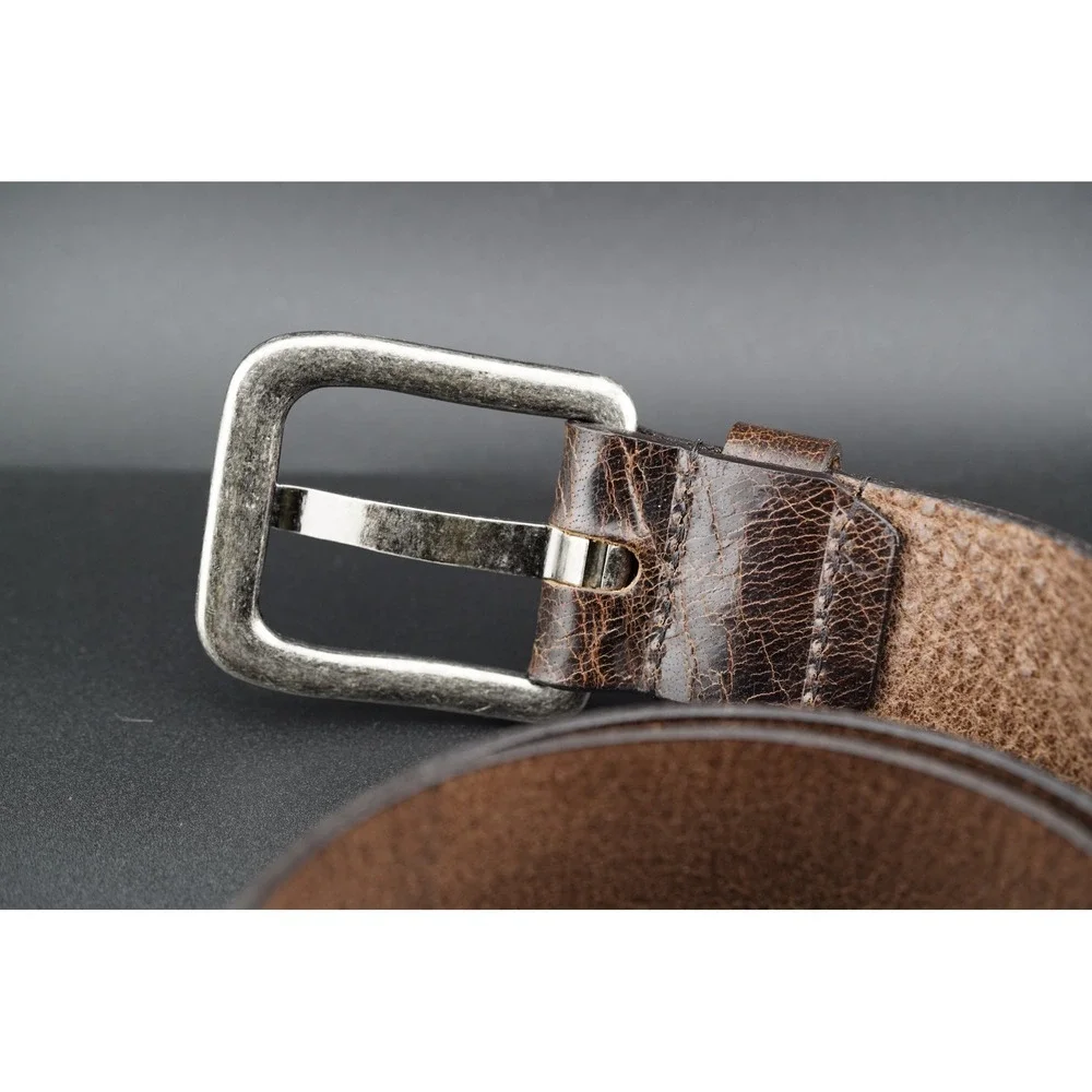 Lejon Mens Belt Size 40 Brown Distressed Saddle Leather Made in USA Style 910